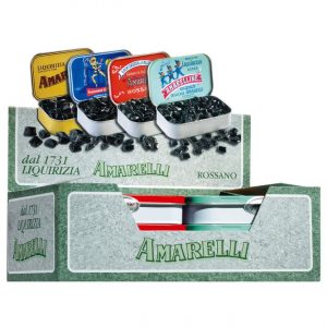 présentoir boîtes de réglisses assorties amarelli