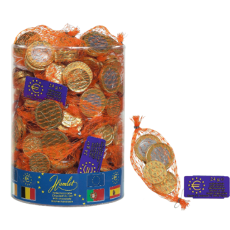 Filet de pièces en chocolat au lait 24g, tubo 60 filets de pièces euro