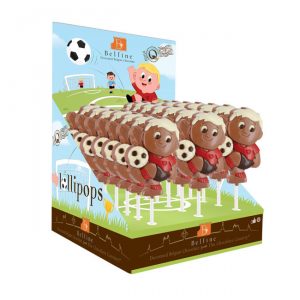 présentoir lollipops chocolat footballeur Belfine