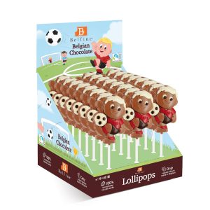 Sucette lollipops chocolat - Footballeur 35g x 24 sucettes