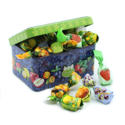 Boîte en métal - Bonbons fourrés fruits du verger 100g