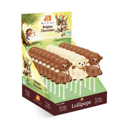 Sucette lollipops chocolat - Mouton 35g x 24 sucettes Belfine