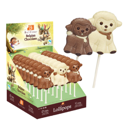 Sucette lollipops chocolat - Mouton 35g x 24 sucettes Belfine