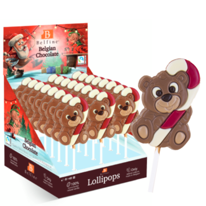 Sucette lollipops chocolat Ourson canne Belfine 25gx24