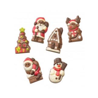 Vrac figurines Noël en chocolat, chocolat au lait plat de 10g