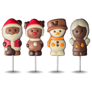 Sucettes au chocolat thème Noël, présentoir de 36 sucettes de 25g