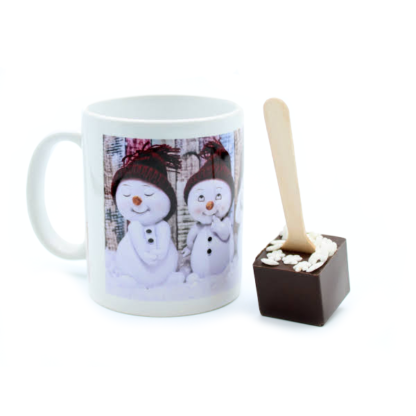 Mug Noël décor Bonhomme de neige et sa cuillère à chocolat chaud