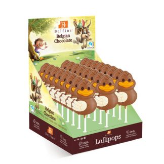 Sucette lollipops chocolat - Poule Pâques 35g x 24 sucettes Belfine