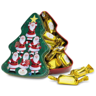 Boite chocolats Christmas Time, Boite en métal décorative sapin de Noël