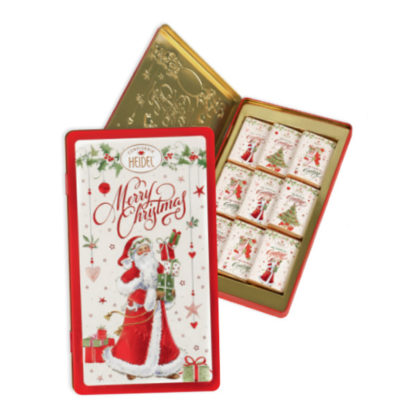 Boite décorative Noël blanc, 9 mini tablettes de chocolat au lait, Heidel
