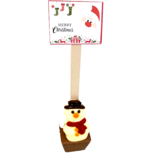 Cuillère à chocolat chaud Noël, décor bonhomme de neige 55g