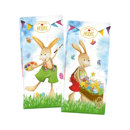 Tablette de chocolat "Joyeuses Pâques", chocolat au lait, 100g Heidel