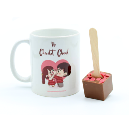 Mug décor "Coeur" et sa cuillère à chocolat chaud chocolat lait