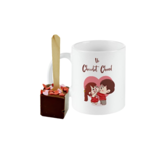 Mug décor "Coeur" et sa cuillère à chocolat chaud chocolat lait