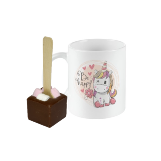 Mug décor "Licorne" et sa cuillère à chocolat chaud chocolat lait