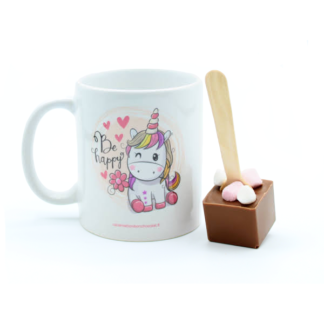 Mug décor "Licorne" et sa cuillère à chocolat chaud chocolat lait