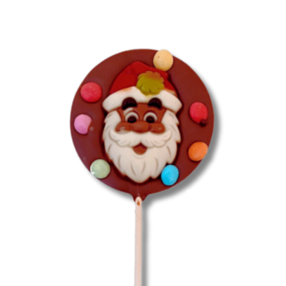 Sucette ronde chocolat au lait, Père Noël, sucette 50g smarties