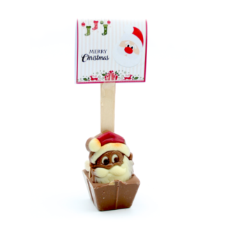 Cuillère à chocolat chaud Noël, décor Père Noël en chocolat, 55g