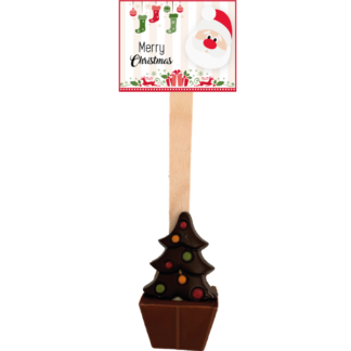 Cuillère à chocolat chaud Noël, décor Sapin de Noël en chocolat, 55g