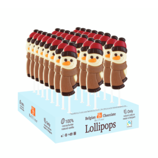 Sucette lollipops chocolat Bonhomme de neige Belfine 23g x24