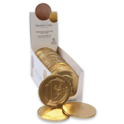 Présentoir de pièces 1€ en chocolat au lait 20g, 36 pièces