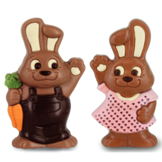 Assortiment moulage couple lapin en chocolat au lait 75g