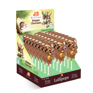 Sucette lollipops chocolat - Lapin Pâques 35g x 24 sucettes Belfine