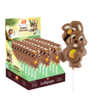 Sucette lollipops chocolat - Lapin Pâques 35g x 24 sucettes Belfine