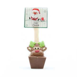 Cuillère à chocolat chaud Noël, décor Renne en chocolat, 55g