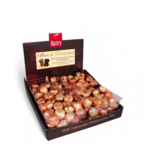 Bouchons Marc de Champagne, bonbon de chocolat noir fourré à la liqueur