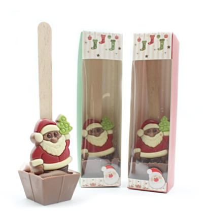 Cuillère à chocolat chaud Noël, décor Père Noël en chocolat, 55g