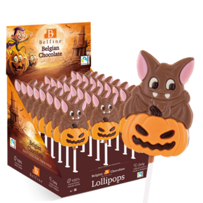 Sucette lollipops chocolat Fantôme Halloween 25gx24, Belfine