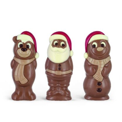 Moulage en chocolat - Ourson, père noël et Bonhomme de neige 55g