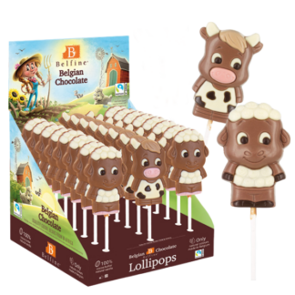 Sucette lollipops chocolat - Animaux de la ferme 25g x 24