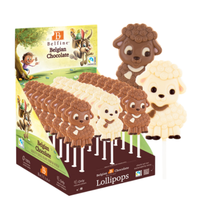 Sucette lollipops chocolat - Mouton 25g x 24 sucettes Belfine