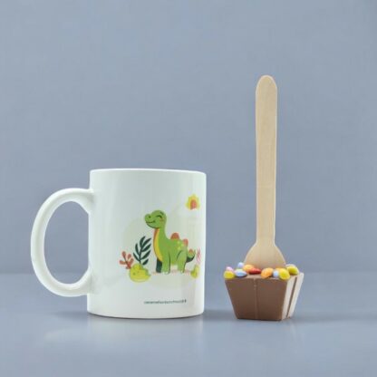 MUG DINO AVEC CUILLÈRE CHOCOLAT LAIT MINI SMARTIES 45g x6 – Image 3