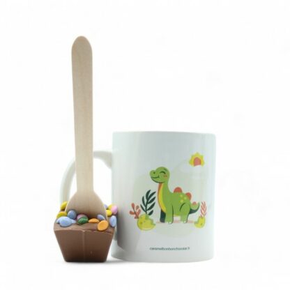 Mug Dino et sa cuillère à chocolat chaud mini guimauves