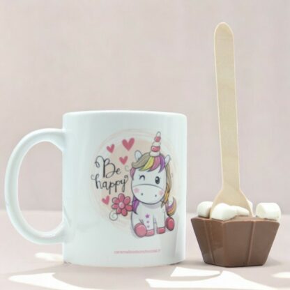 MUG LICORNE AVEC CUILLÈRE CHOCOLAT LAIT MINI GUIMAUVES 45g x6 – Image 2