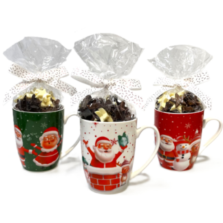 Mug Noël garni de chocolats lait, blanc et noir (125g)