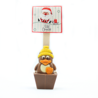 Cuillère à chocolat chaud Noël, décor Pingouin, 55g