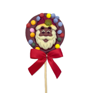 Sucette ronde chocolat au lait, Père Noël, sucette 50g smarties