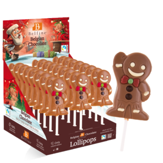 Sucette lollipops chocolat Bonhomme pain d'épices Belfine 25gx24