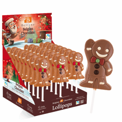 Sucette lollipops chocolat, Bonhomme pain d'épices, chocolat 25g